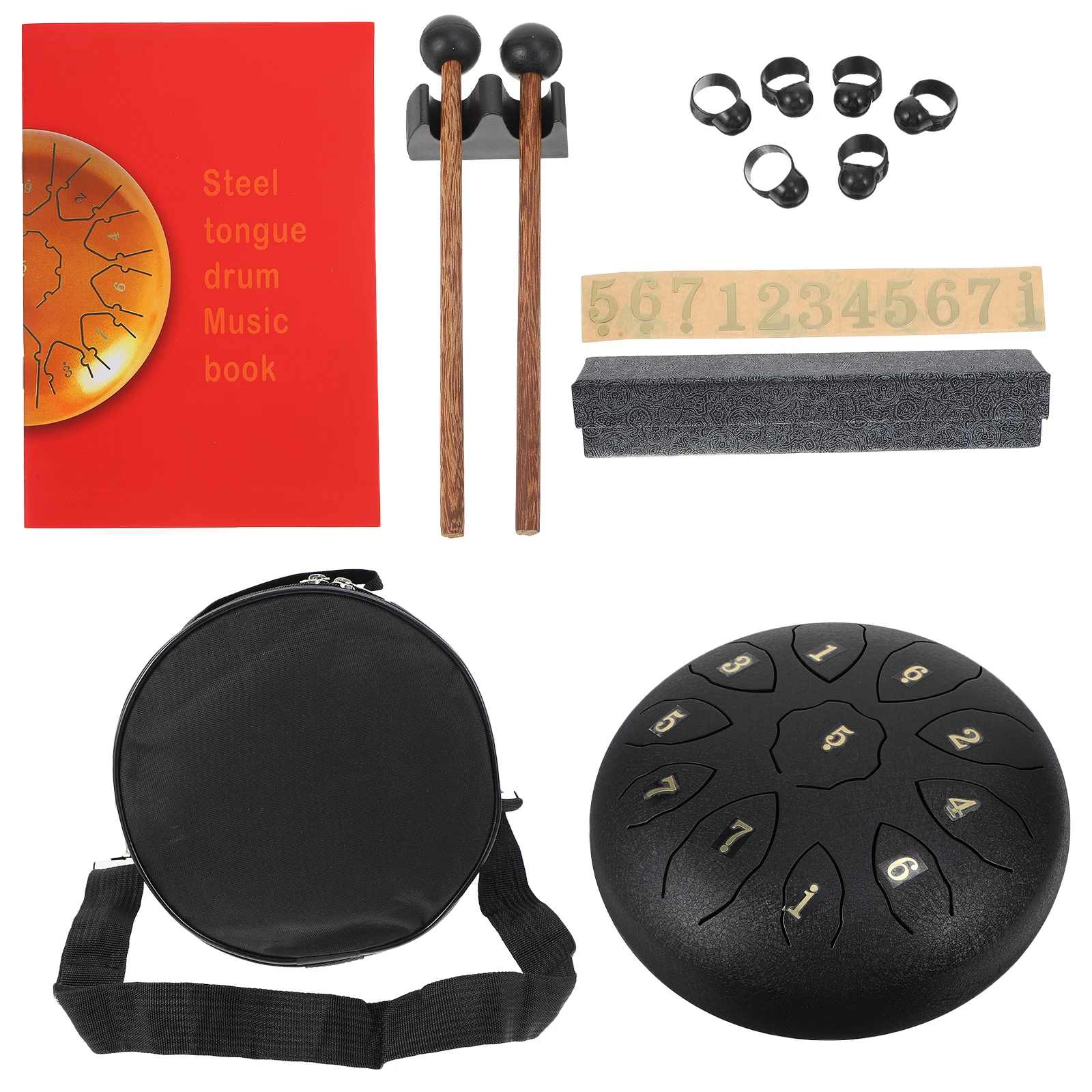 

1 Set High-Quality 8 Inch Black Steel Tongue Drum Professional Ethereal Drum Kit for Yoga Meditation Sound Healing