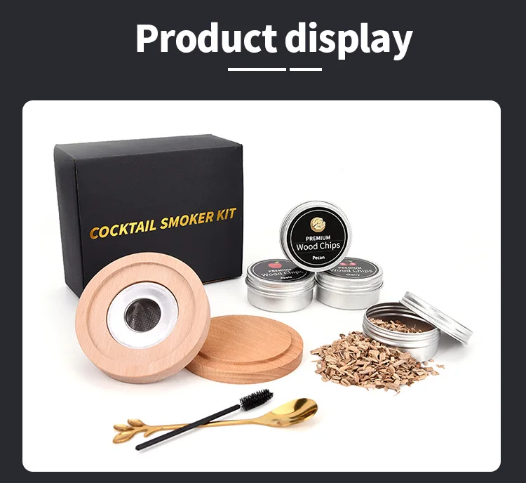 Whiskey Smoker Kit mit 4 Geschmacksrichtungen Holzchips – Old Fashioned Getränkeinfusor für Cocktails & Bourbon, Geburtstagsgeschenk für Männer – Detail 2