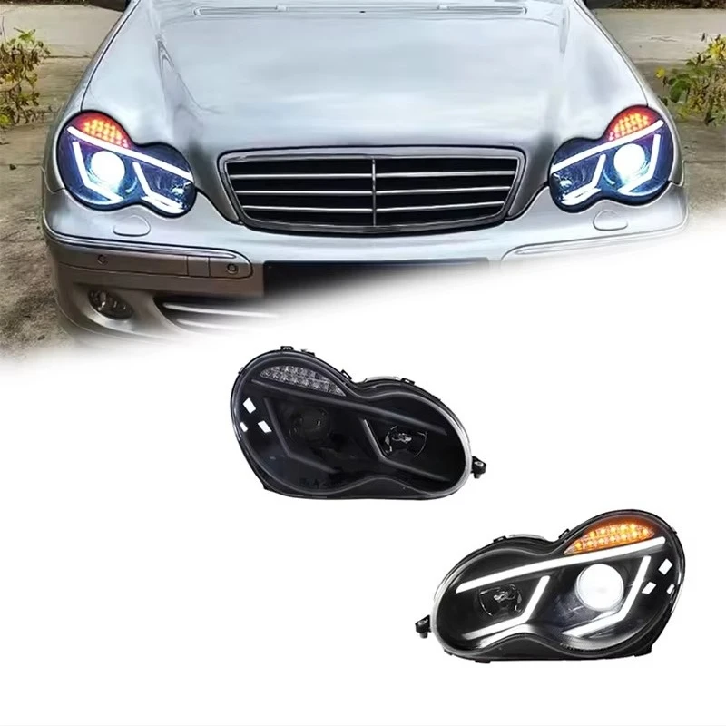 

Автомобильные фары для Mercedes-Benz C-класса W203 (2000-2006) с LED-проектором и дневными ходовыми огнями, автомобильные аксессуары