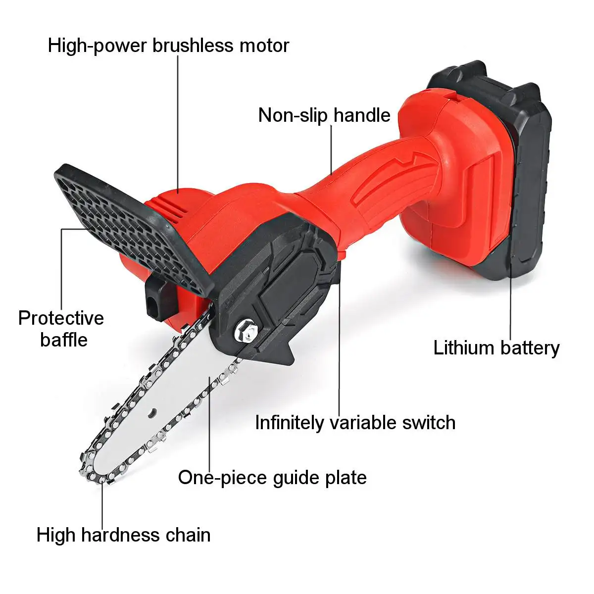 3000W 88V 4 Inch Mini Electric Chain Saw With 2 Battery Rechargeable Woodworking Pruning One-handed Garden Logging Power Tool