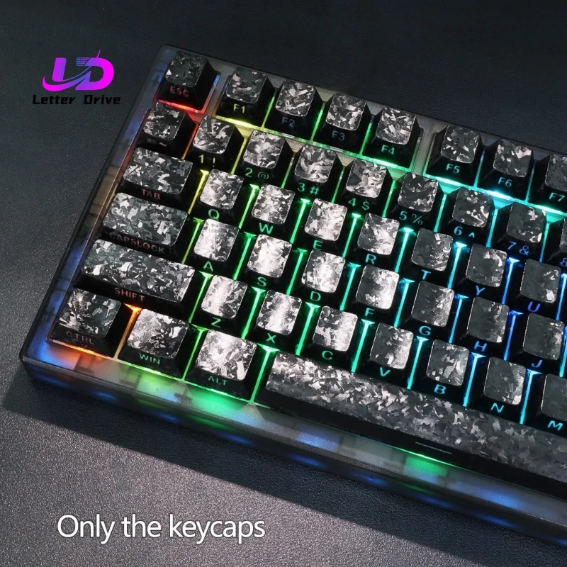 Letter Drive 2026 New 140pcs Keycaps Carbon Fiber Pattern Side Print Backlits for 60/64/68/75/87/98/104/108 Mechanical Keyboard