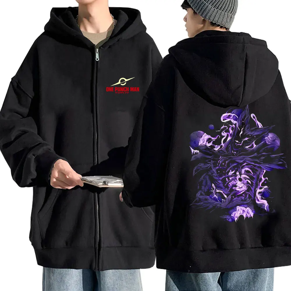 

Anime One Punch Man Garou Double Sided Print Zipper Hoodie Men Women Fashion Casual Oversized Zip Up Jacket Male Vintage Hoodies