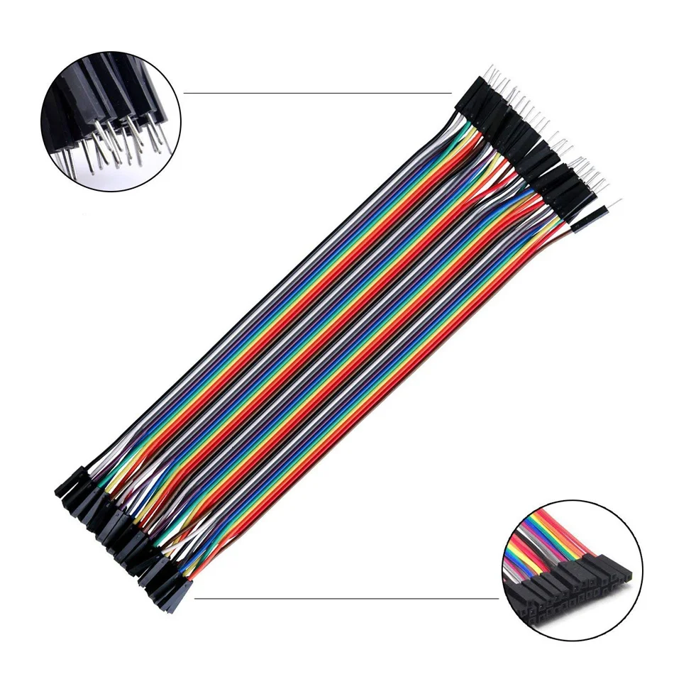 Breadboard Dupont Jumper Wires 40Pcs Ribbon Cables 40pin Female to Female Breadboard Jumper Wires Ribbon Cables Kit for Arduino