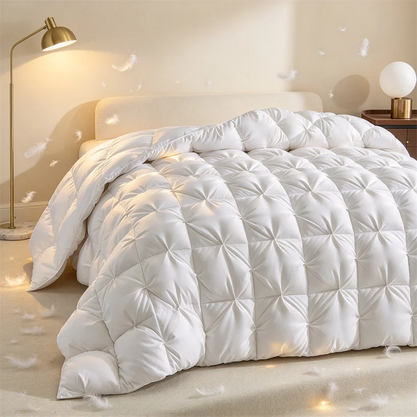 Premium 100% White Goose Down Duver Insert, 5-Star Hotel Luxury Fluffy Cozy Comforter for All Season, Noiseless Down Proof Quilt