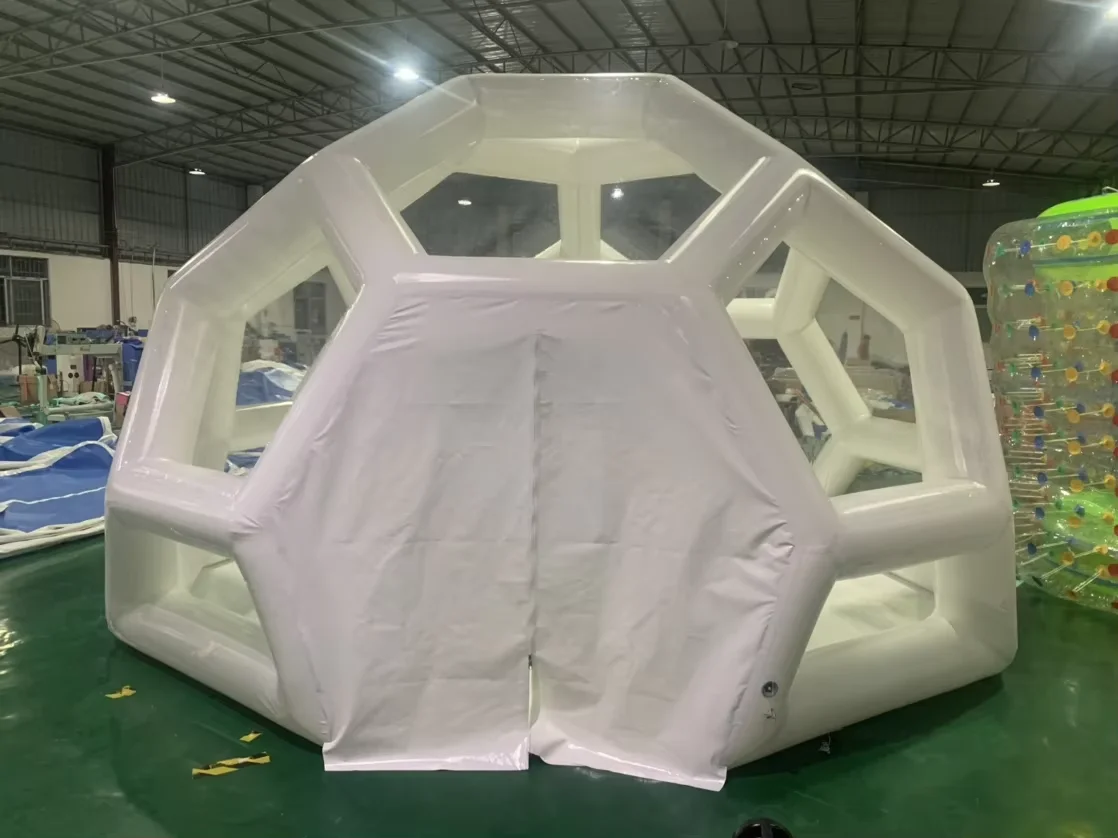 Inflatable กลางแจ้งโปร่งใสเต็นท์ฟุตบอลโครงสร้างเต็นท์ Backyard ทรงกลมหรูหรา Inflatable Bubble เต็นท์ Family Camping