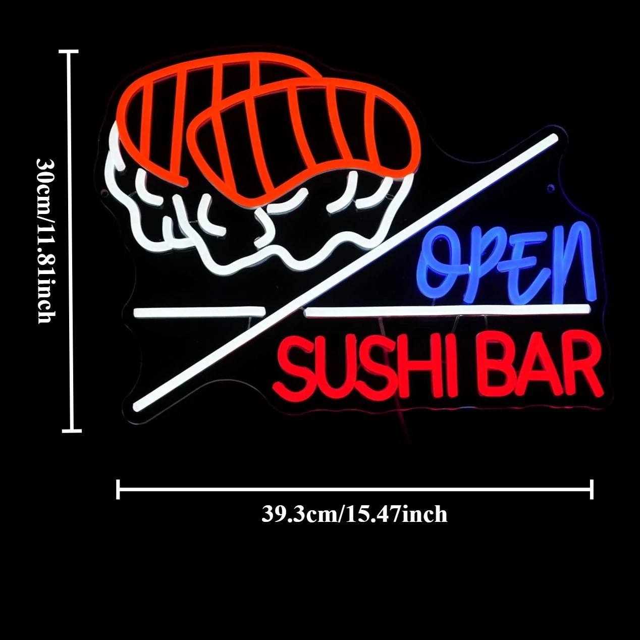 Sushi Neon Sign LED Bar Open Sign for Wall Decor USB Dimmable for Business Japanese Restaurant Shop Snack Food Street Decor Gift