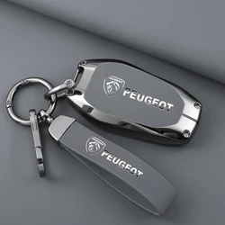 Car Zinc Alloy Key Case Bag For Peugeot GTLine 207 GT- 407 208 308 408 508 2008 3008 4008 5008 RCZ Car Key Chain Metal Key Shell