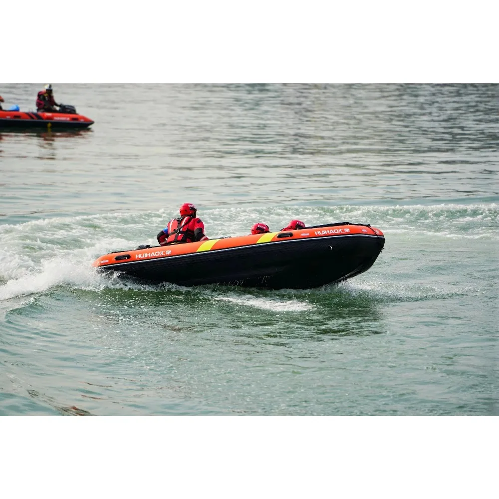 Huihao 4.2m Heavy Duty Aluminum Floor Inflatable Rescue Boat for Water Rescue Flood Relief Material Transportation Life Rafts