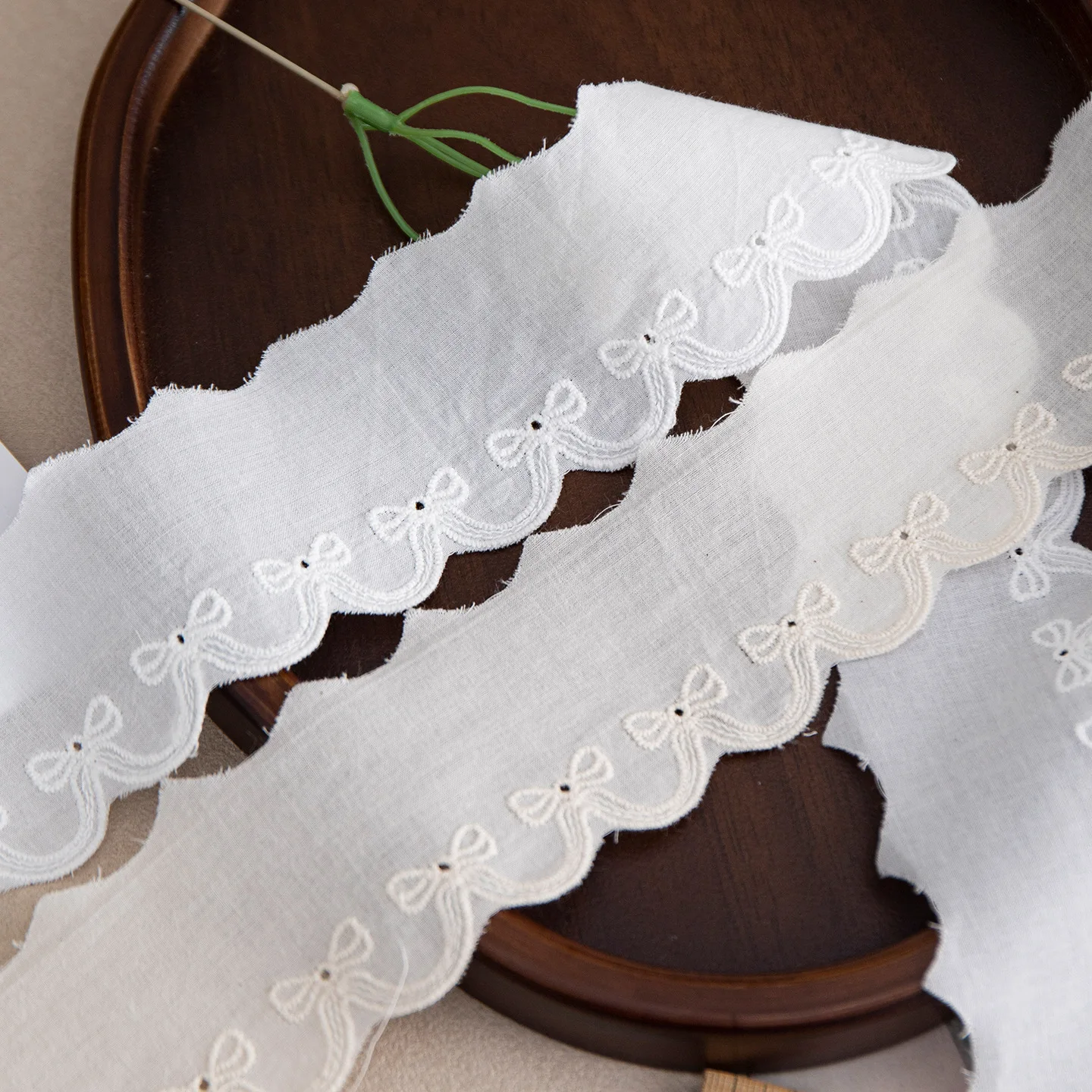 6cm Wide White Beige Cotton Thread Water Soluble Embroidery Cotton Lace Sold Per Yard, DIY Garment & Home Textile Trim