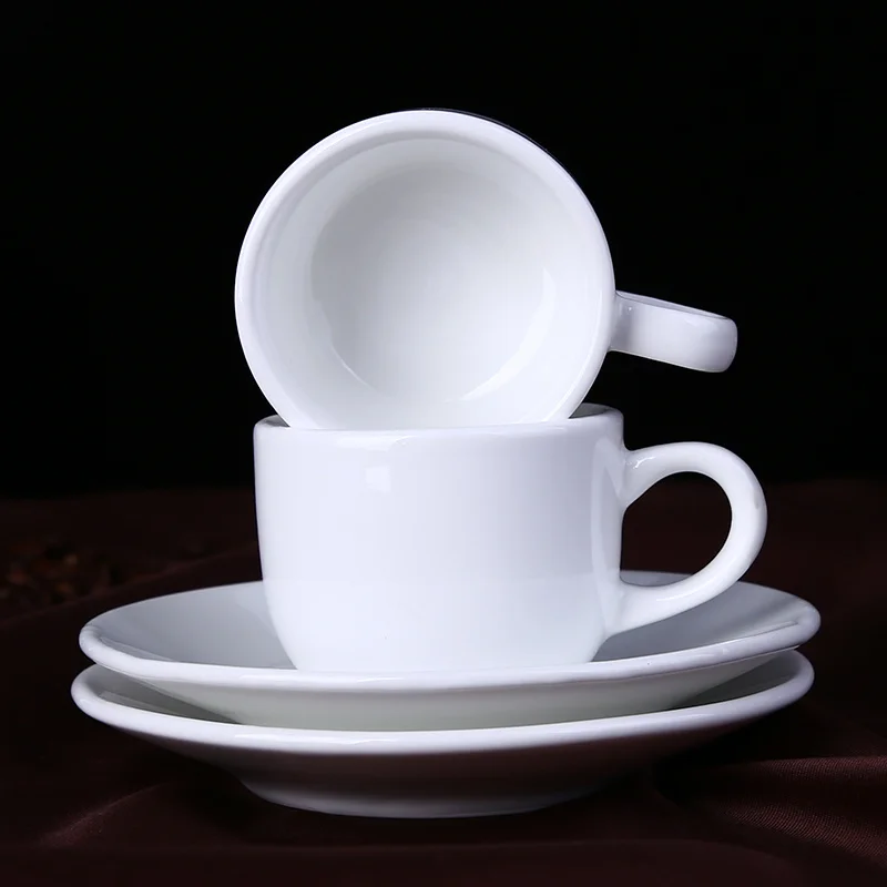 70ml Small Capacity Pure White Coffee Cup And Saucer Set Italian ESPRESSO SHOT Bistro Coffee Mug Tazas Para Espressotasse Kopjes