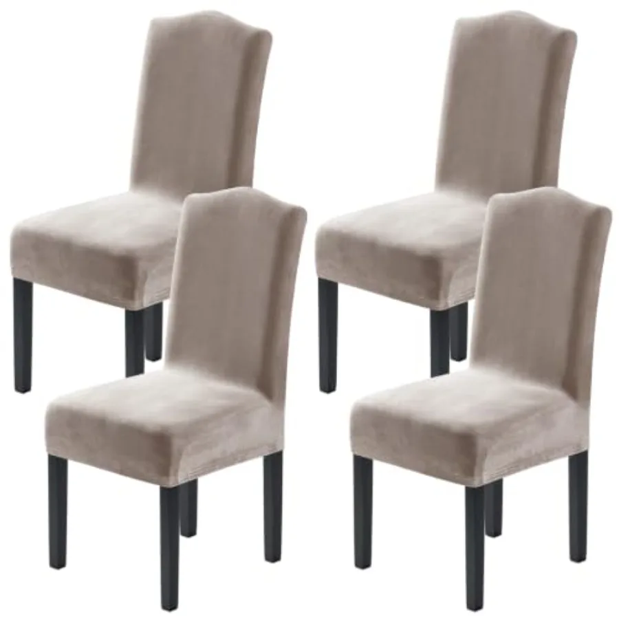 Dining Chair Covers Stretch for Dining Room Set of 4 Parson Chair Slipcovers Protectors, Soft Thick Solid Velvet Fabric Washabl