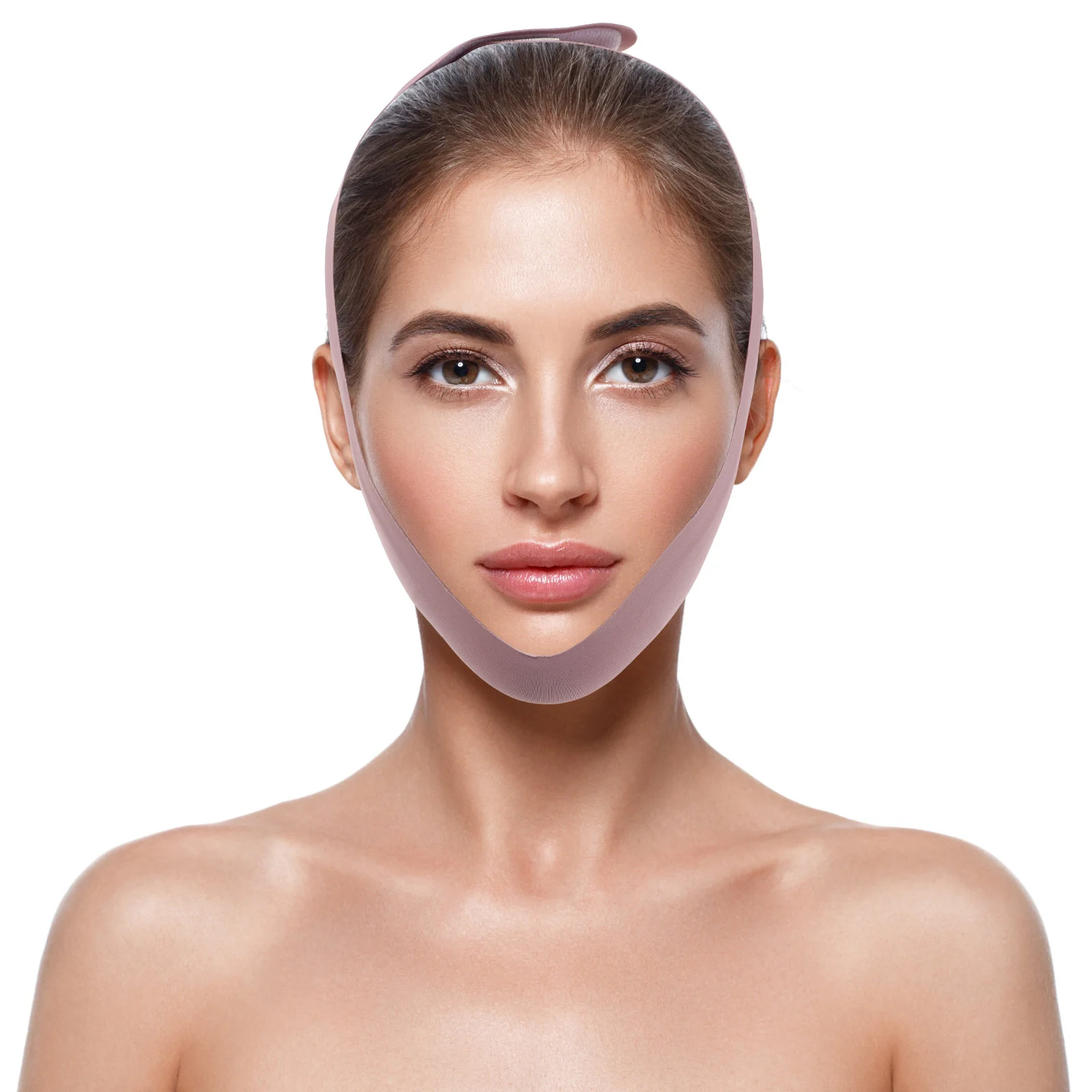 حزام رفع الذقن الأرجواني على شكل حرف V، حزام خط الوجه قابل لإعادة الاستخدام وقابل للتنفس ومخفض الذقن المزدوج لشد الوجه