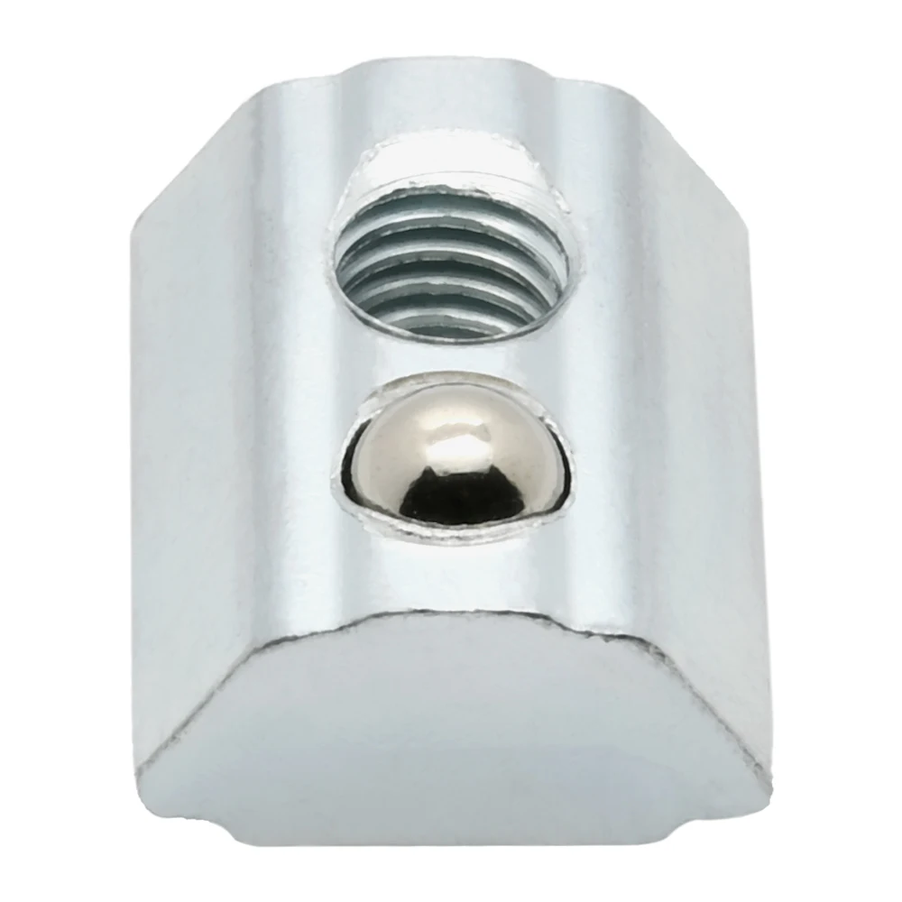 1Pc Roll-In T-Nut with Spring Ball Positioning for 4040 Aluminum Extrusion Frame, Easy Alignment, M4–M8 Thread Options