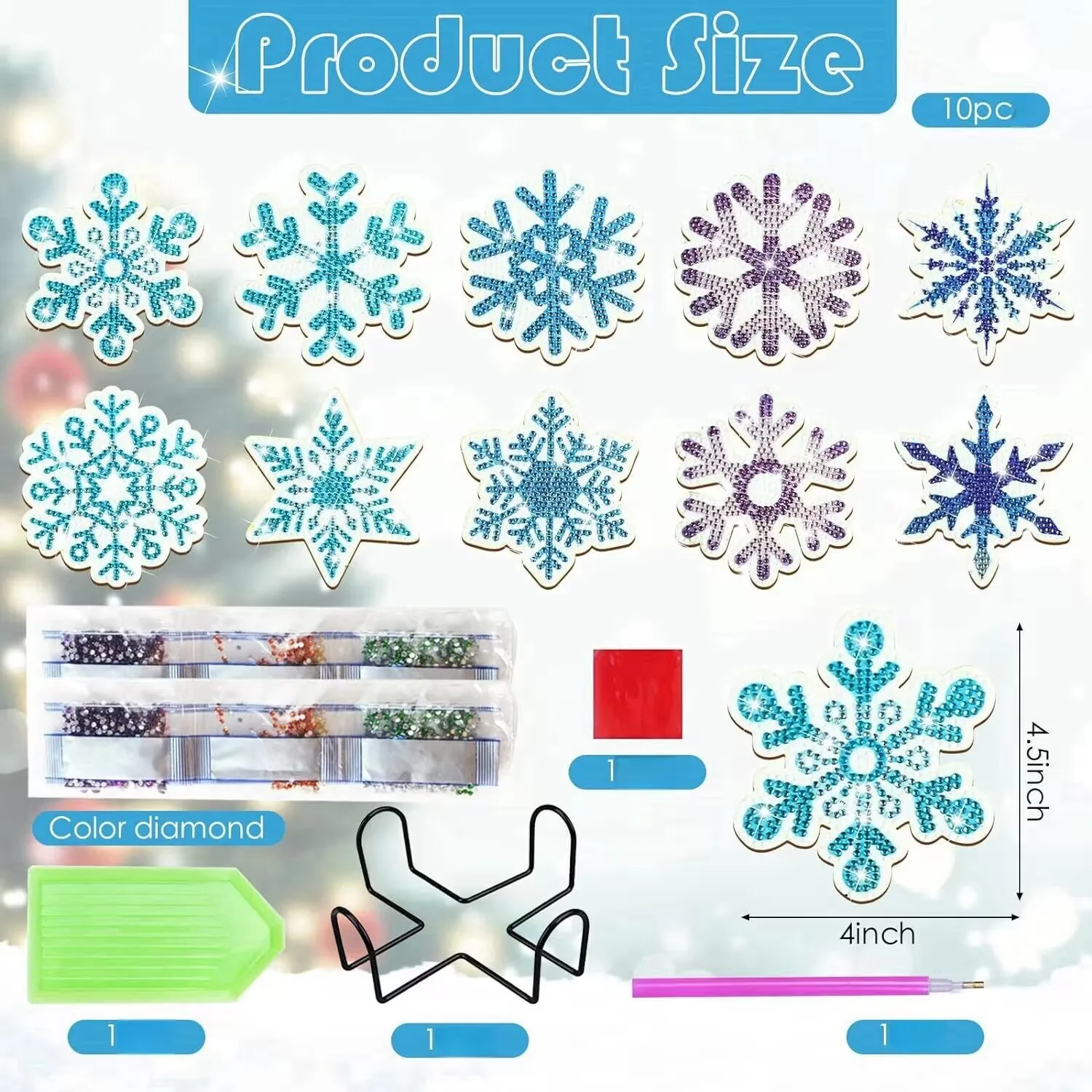 DIY diamond handmade artwork Snowflake Santa Snowman Green pattern diamond painted coaster kit, holiday gift home kitchen decor