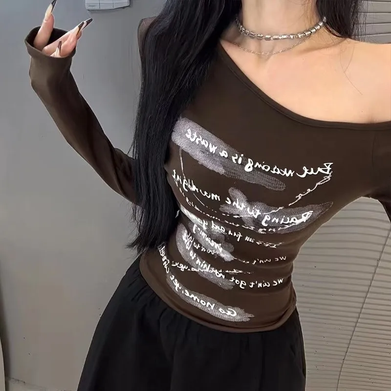 تي شيرت بأكمام طويلة للفتيات المراهقات، صيفي بكتف منسدل من القطن، هيكل خفيف الوزن ومريح، فتاة عصرية سريعة الجفاف #2