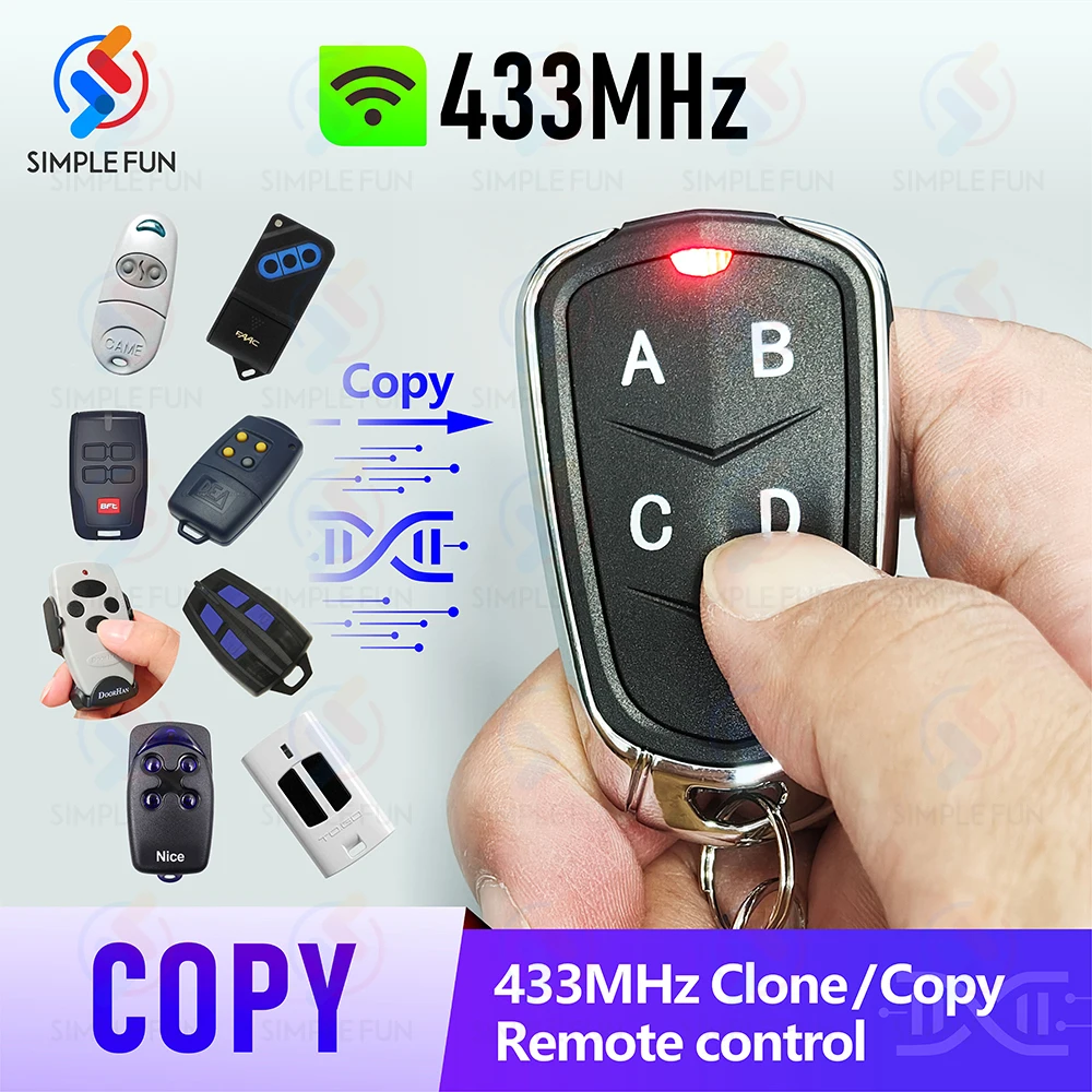 Duplicator 433Mhz 4-Channels Copy Remote Control Garage Door Opener Clone Transmitter Fixed Rolling Code Doorhan Nice Came