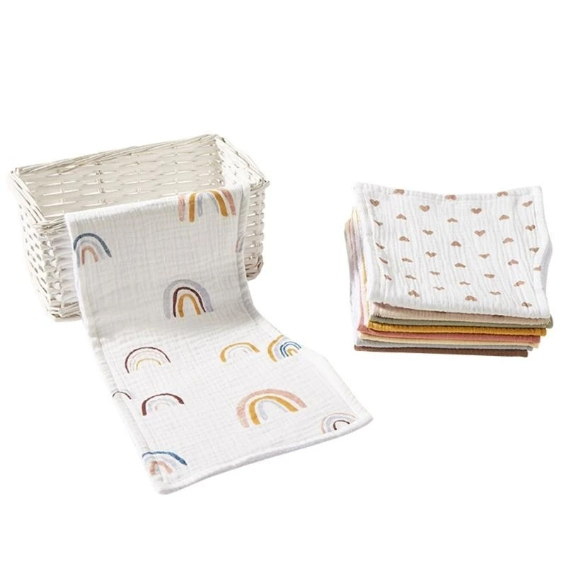 

M76C Feeding Bibs 6-Layers Burp Cloths for Infants, Rectangle Burping Towel Soft & Breathable Cotton Baby Bibs Shower Gift