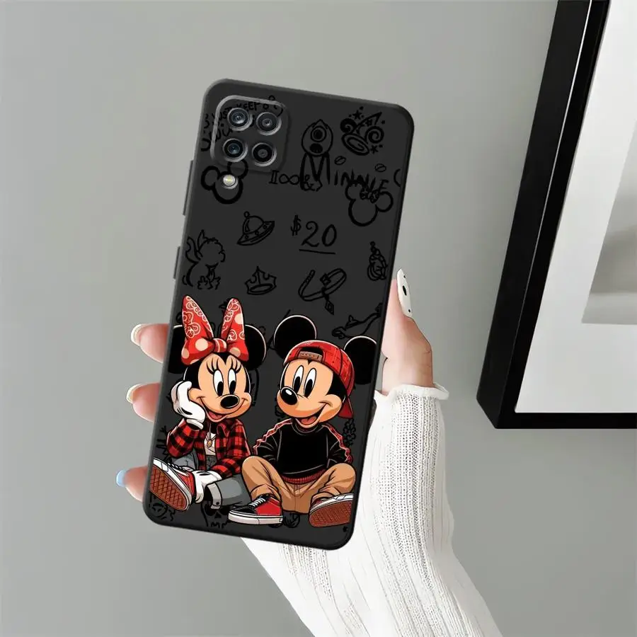 Funda para Samsung Galaxy A22 A52 A41 A51 A73 A24 A55 A25 A71 A23 A53 A26 A72 A35 A36 A32 funda negra suave para teléfono Disney Minnie
