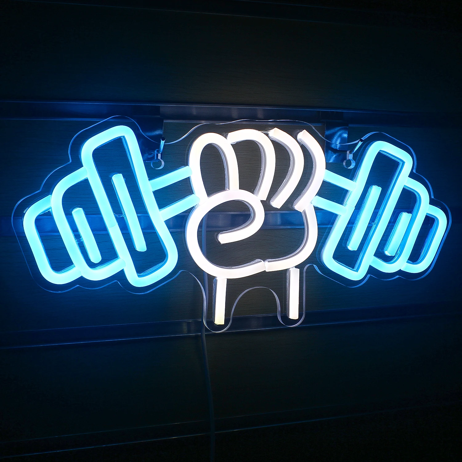 Barbell Fitness Neon Sign Dumbbell LED Light Gym Art Room Decoration Strong Workout Sport Party Club Teens Boys Gift Wall Lamp