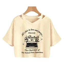 Women Funny Gothic Cropped Tee Shirt 90s The Tortured Poets Department Album Crop Tops Ttpd Print Tshirt Lady Y2k T-Shirt Femme