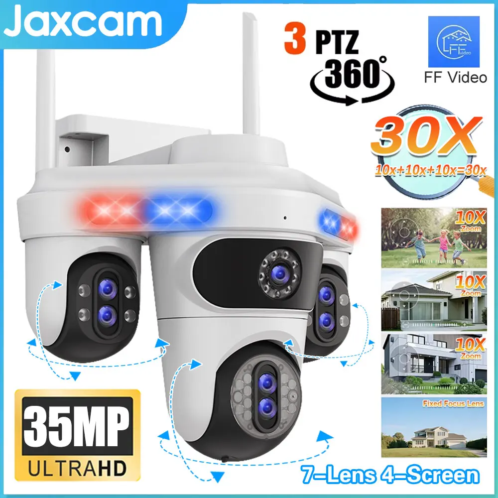 

10X Zoom 35MP 7 Lenses 4 Screens WiFi IP Camera Outdoor Video Surveillance Three 360 PTZ Auto Tracking Security Cameras