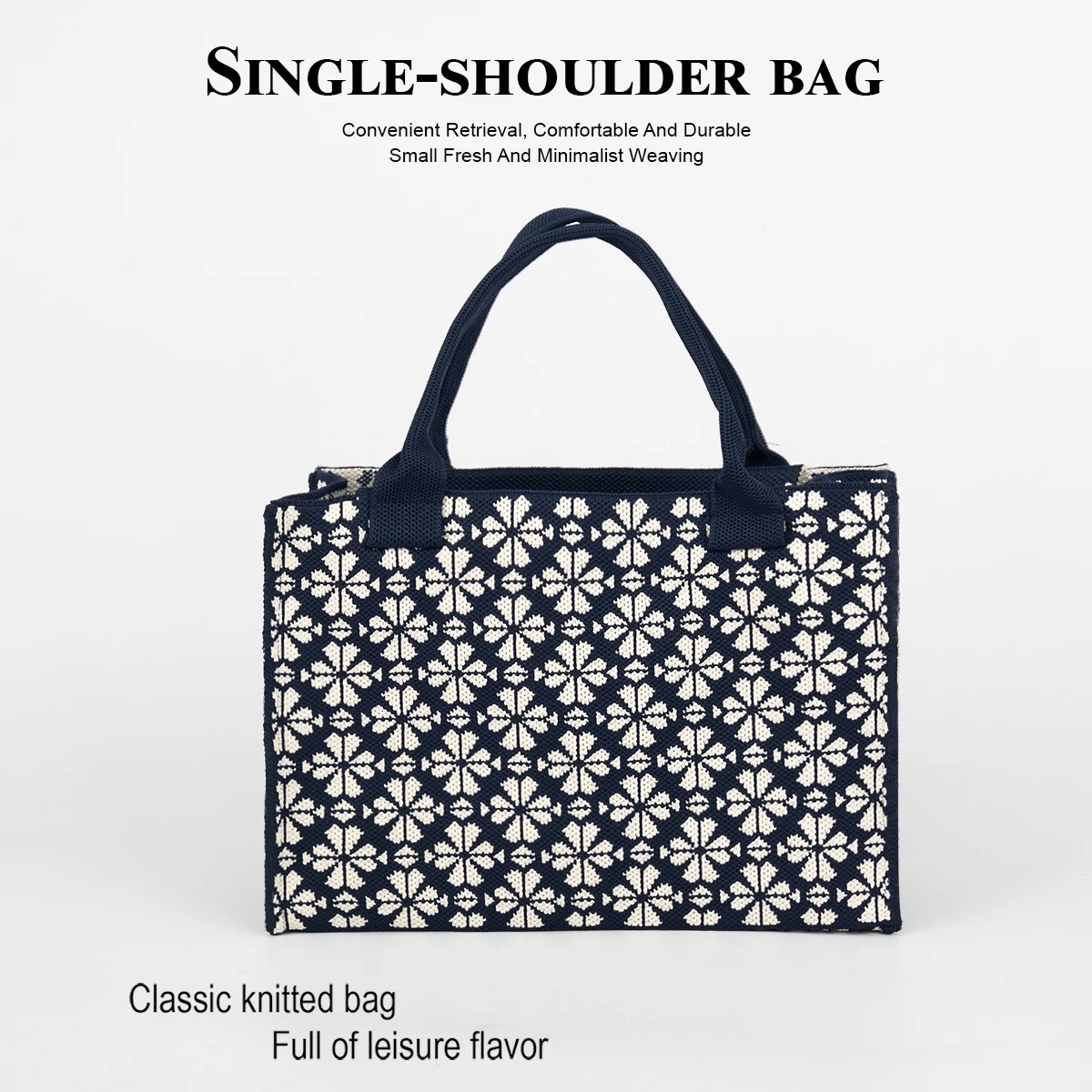 1 Piece Women's Handbag with Four-Leaf Clover Pattern, Durable and Foldable Knitted Fabric, Large Capacity to Hold Mobile Phones, Keys, Water Bottles, Books, Folding Umbrellas, Etc., Suitable for All Seasons