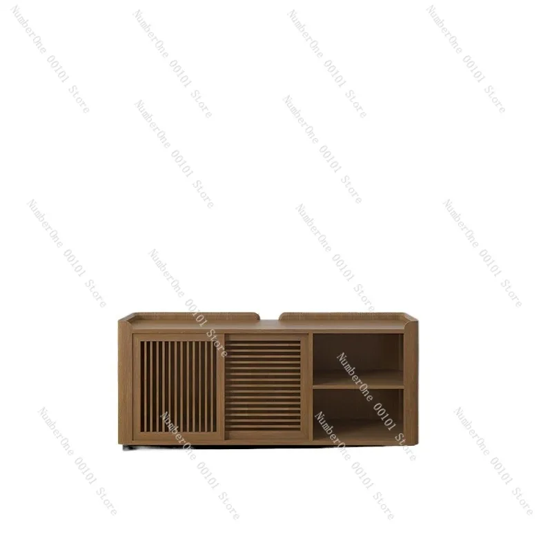 Elegant Office Executive Desk Side Cabinet Bamboo Natural Color North American Walnut Finish Storage Credenza Manager