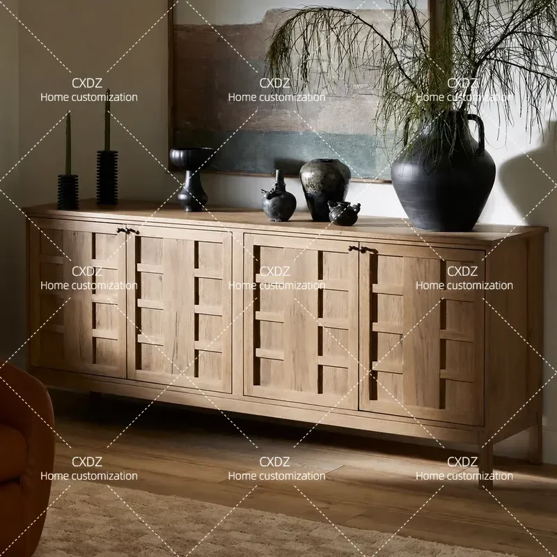 Solid Wood Dining Side Cabinet Kitchen Storage Locker for Small Apartment Country Living Room Home Decorative Cabinet