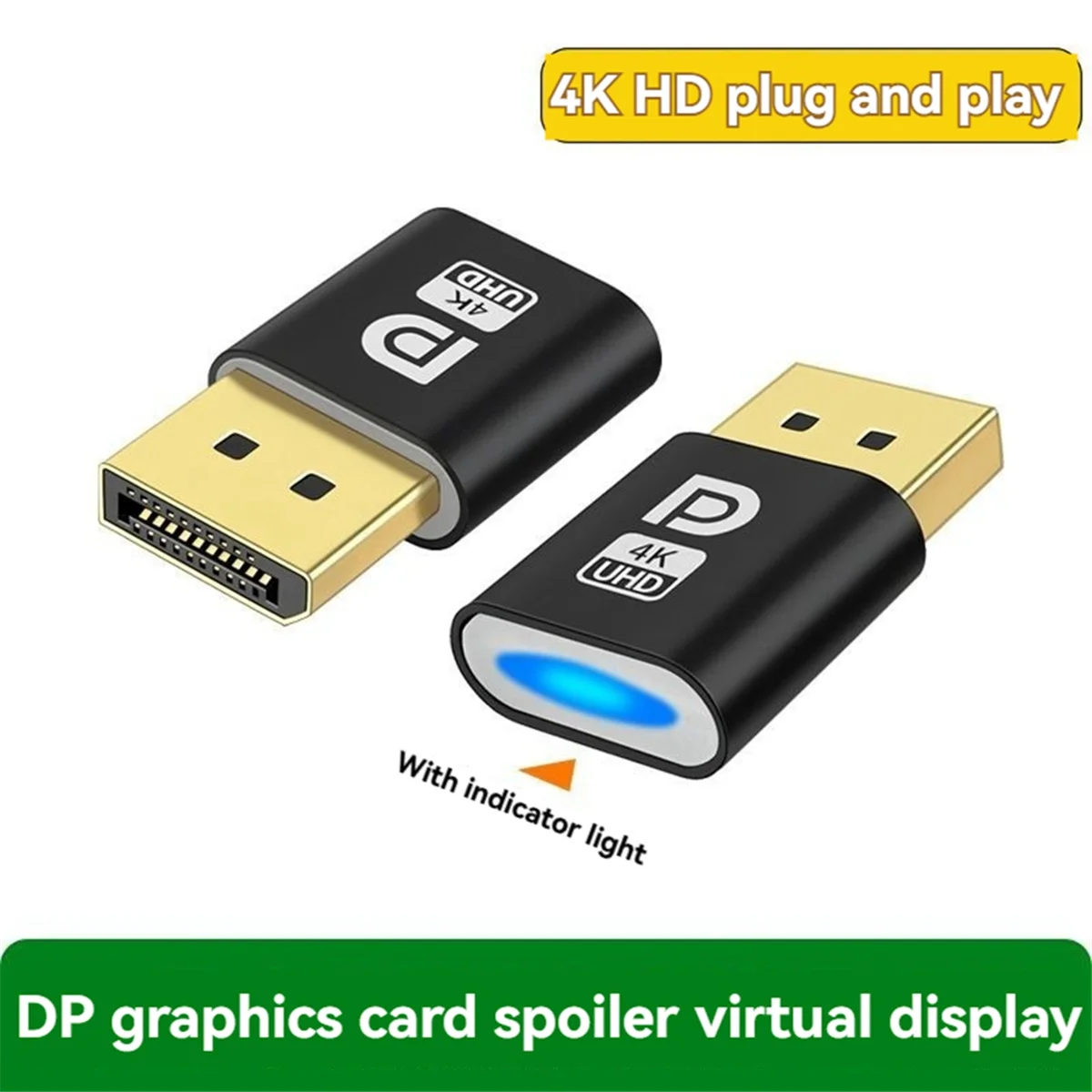 OOKU-4K Displayport الدمية التوصيل DP الظاهري عرض محول DP الدمية التوصيل EDID مقطوعة الرأس شبح محاكي اكسسوارات للكمبيوتر 3 قطعة
