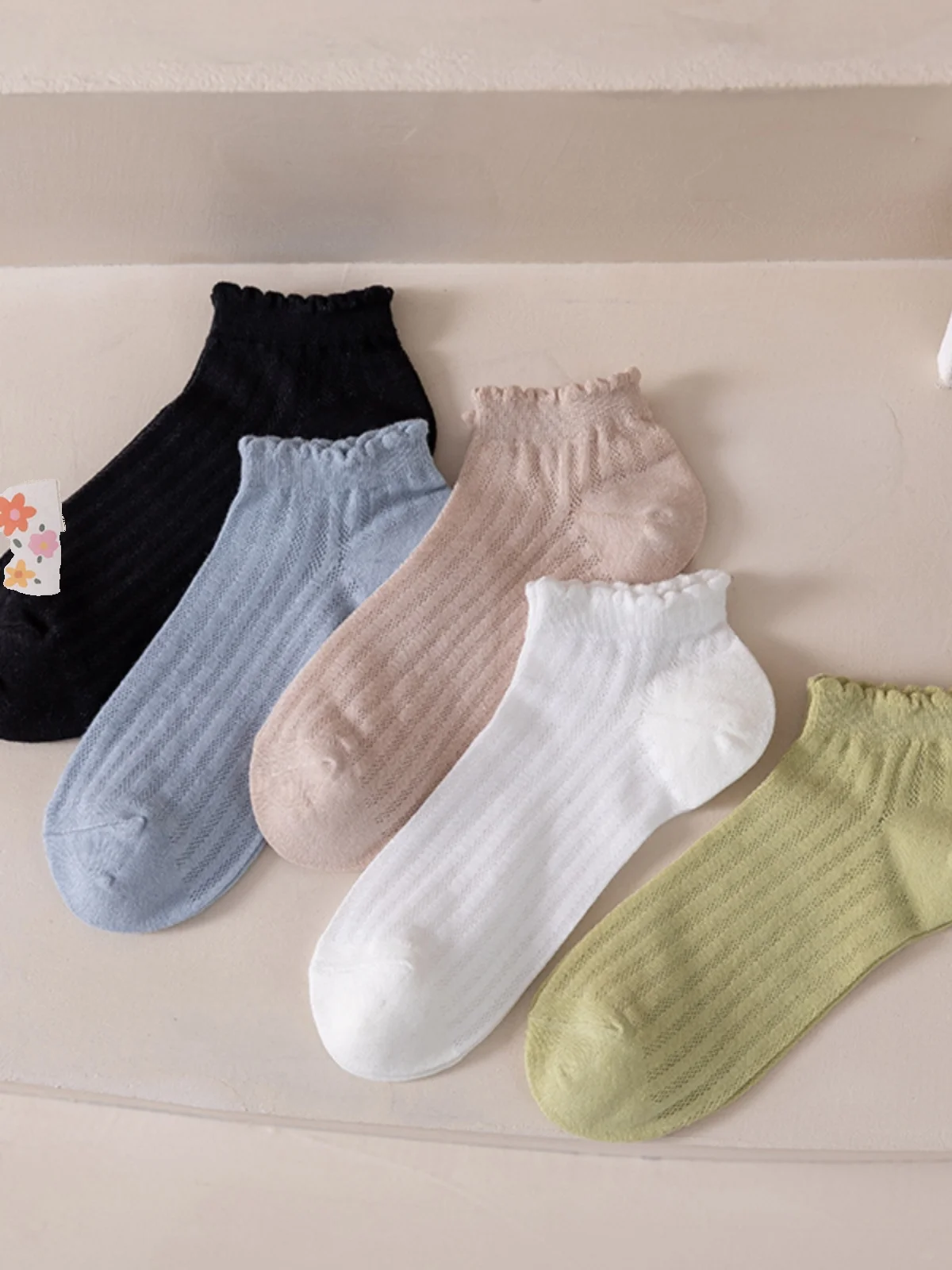 Women's Summer Cotton Breathable Low Cut Thin Short Socks Cute Lace Trim Versatile Boat Socks D365 Sweet Style Invisible Socks