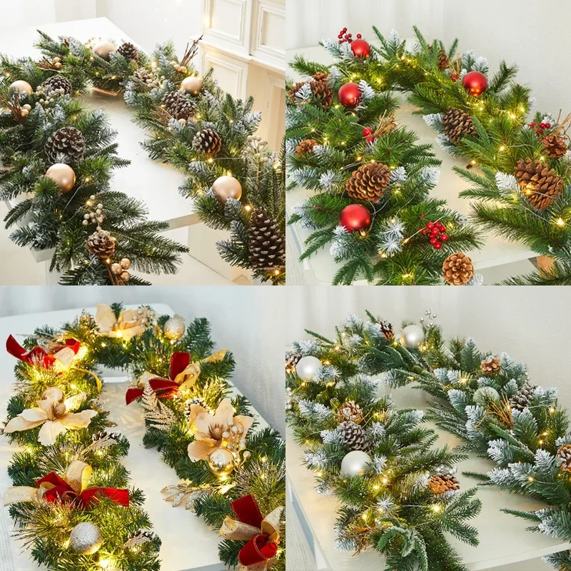 Christmas PE encrypted white flocking belt decoration Christmas rattan hotel shopping mall window door scene arrangement