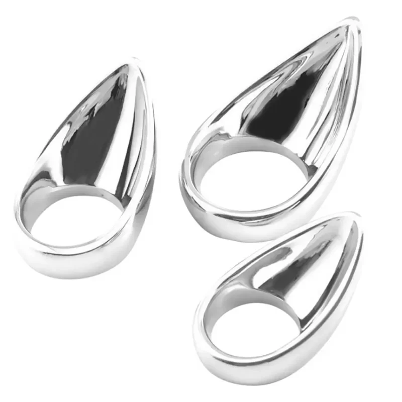 Heavy Metal Teardrop Cock Ring Stainless Steel Penis Weight Scrotum Stretcher Stamina Delay Ring BDSM CBT Toys for Men
