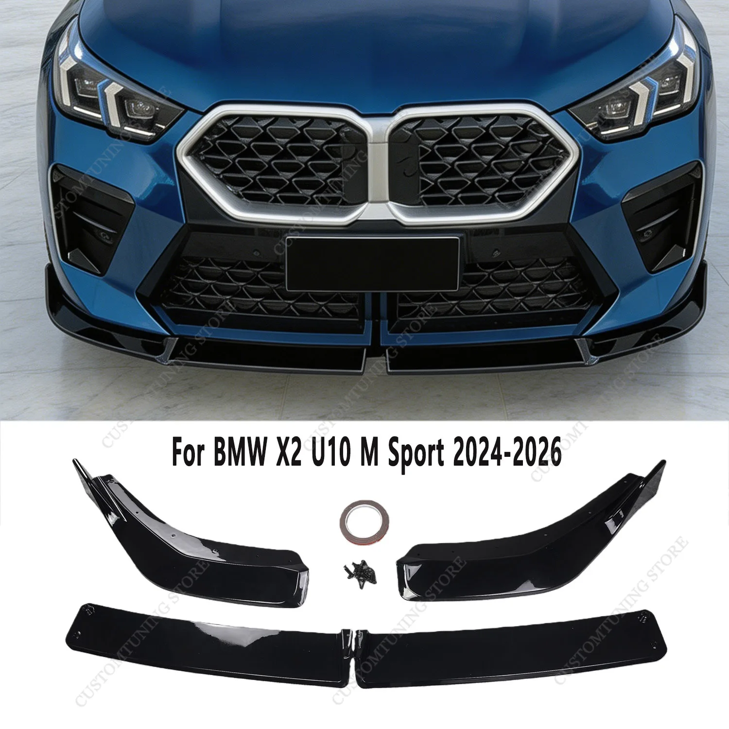 

Gloss Black MP Style Front Bumper Splitter Lip Spoiler Diffuser For BMW X2 iX2 U10 M Sport 2024-2026 Bodykits Tuning