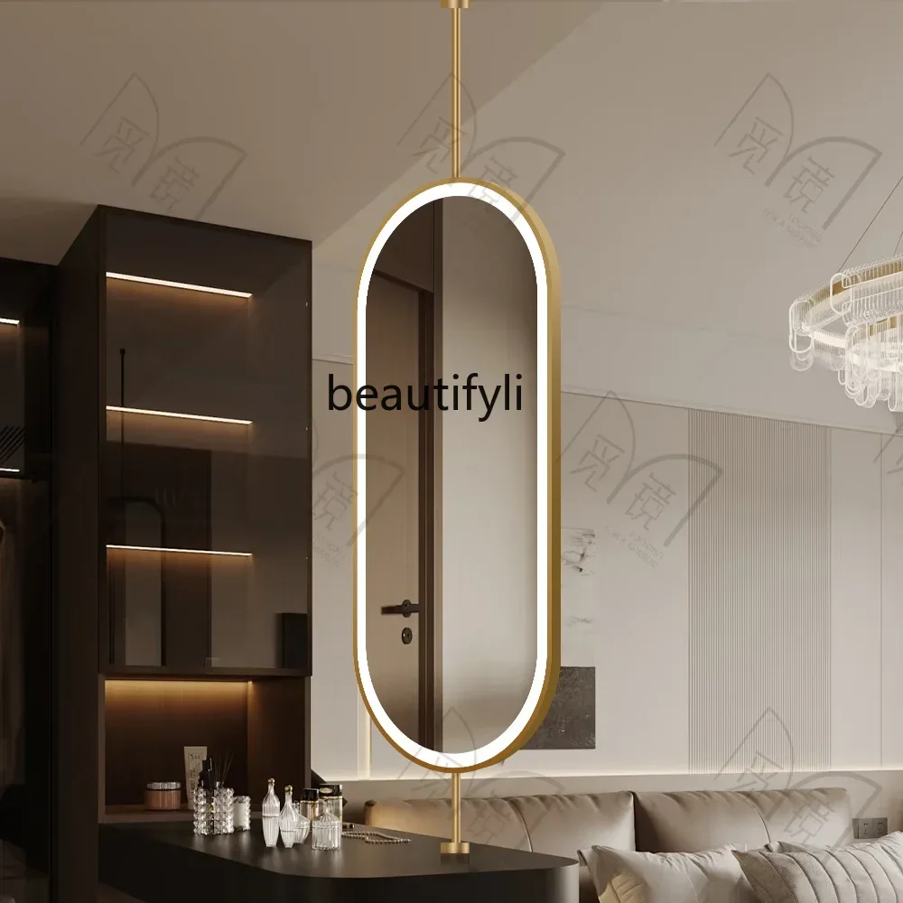 

Rotatable Hanging Mirror Modern Light Luxury Enamel Color Screen Partition Mirror Smart Dresser with Light Makeup Mirror