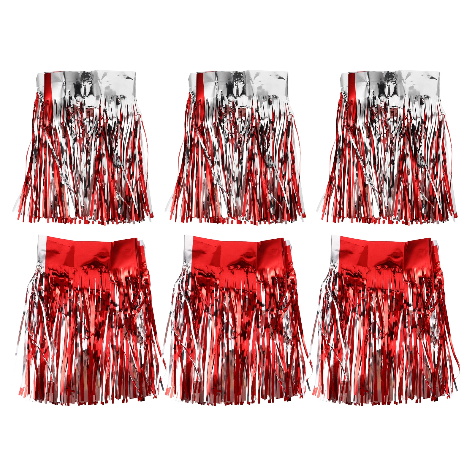 

6 Pcs Red Foil Streamers Thickened Lightweight Wedding Party Decorations Garland Tinsel Curtain Banner Backdrop Stage Birthday