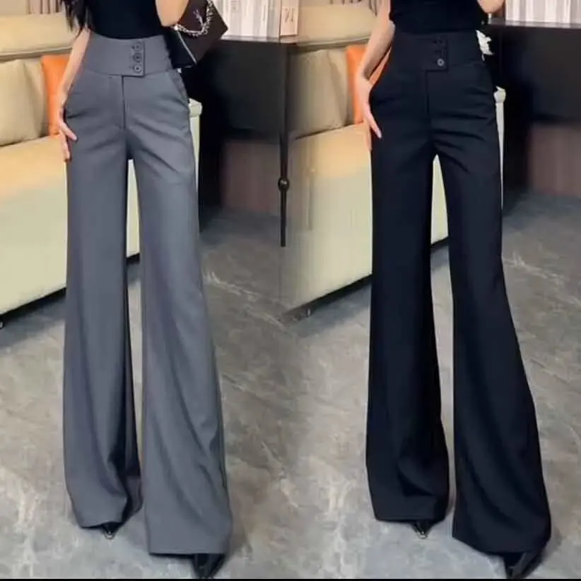 Elegant High Waist Bell Bottom Suit Pants Women's Black Long Trousers Autumn 2026 New Style Slimming Drapey Pants