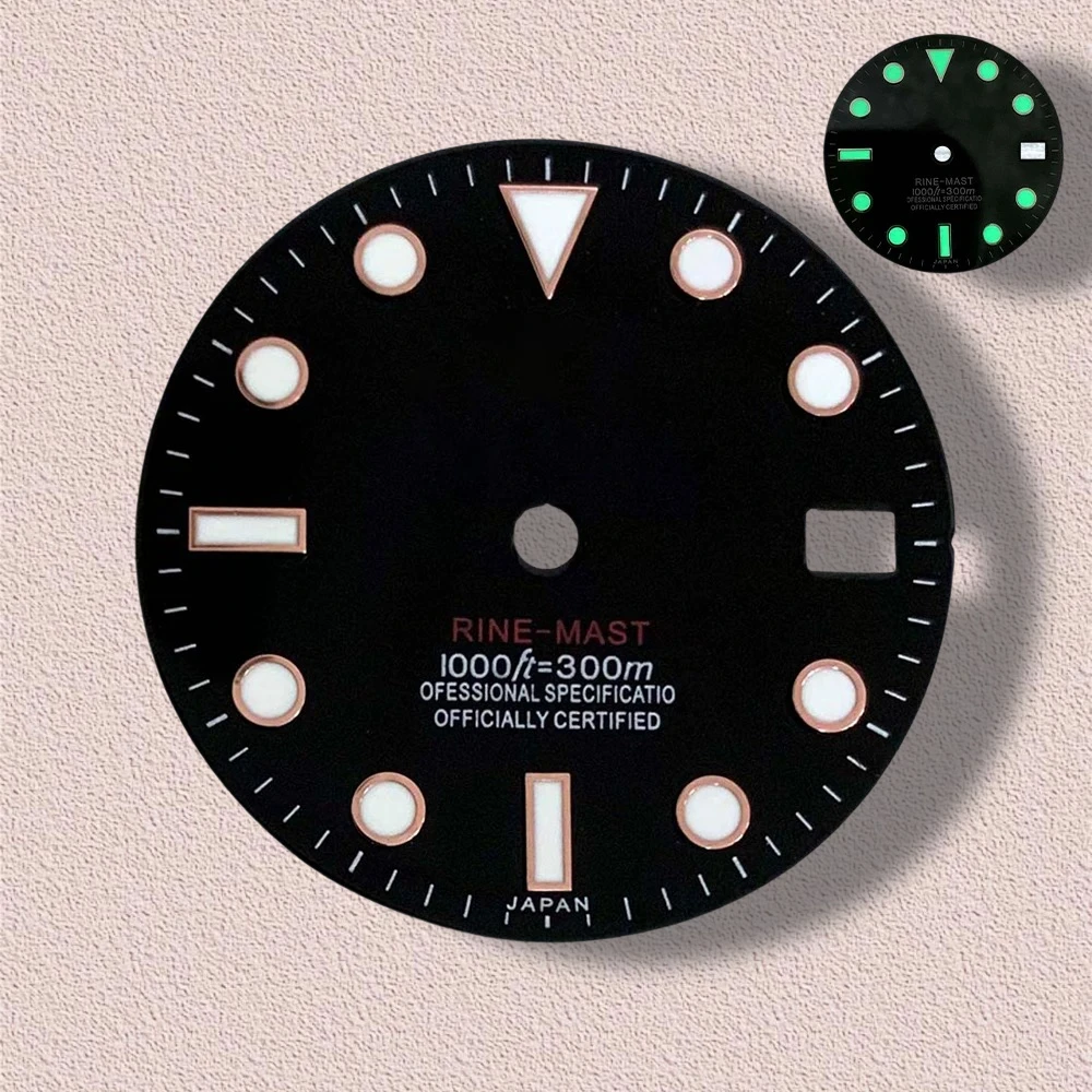 جودة عالية 28.5 مللي متر S شعار NH35 SUB/SKX007 الطلب مناسبة لحركة NH35/NH36 الأخضر مضيئة NH35 الملحقات