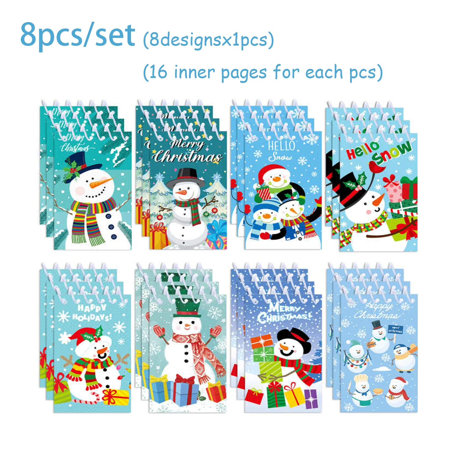 8/16pcs Kerstsneeuwman Spiraal Pocket Notebook Draagbare Mini Memo Pad Spoel Boekje Kids Geschenken Kantoorbenodigdheden Feestartikelen - afbeelding 1