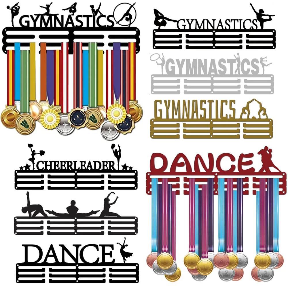 

Gymnastics Medal Display Hanger 5 Artistic Figure Gymnastics Sports Medal Holder Iron Medals Display Rack Wall Mounted Multiple