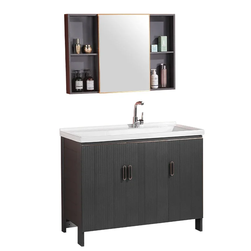 aluminum laundry cabinet ceramic laundry pool with rubbing board integrated balcony wash basin bathroom cabinet combination