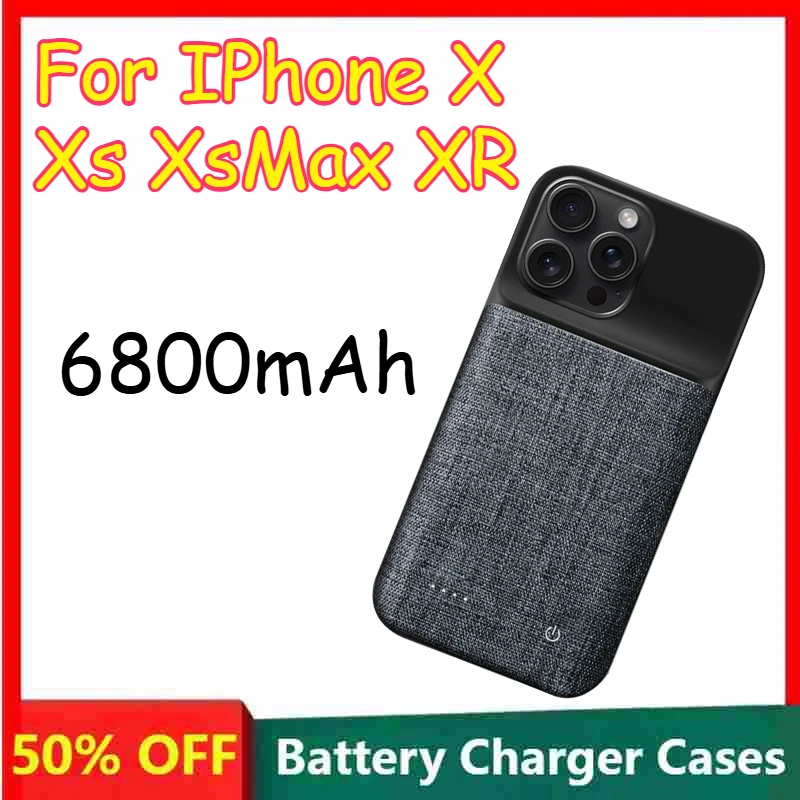 

6800mAh Smart Battery Charging Protective Case for IPhone X Xs XsMax XR Portable Mobile Power Bank Wireless Charging