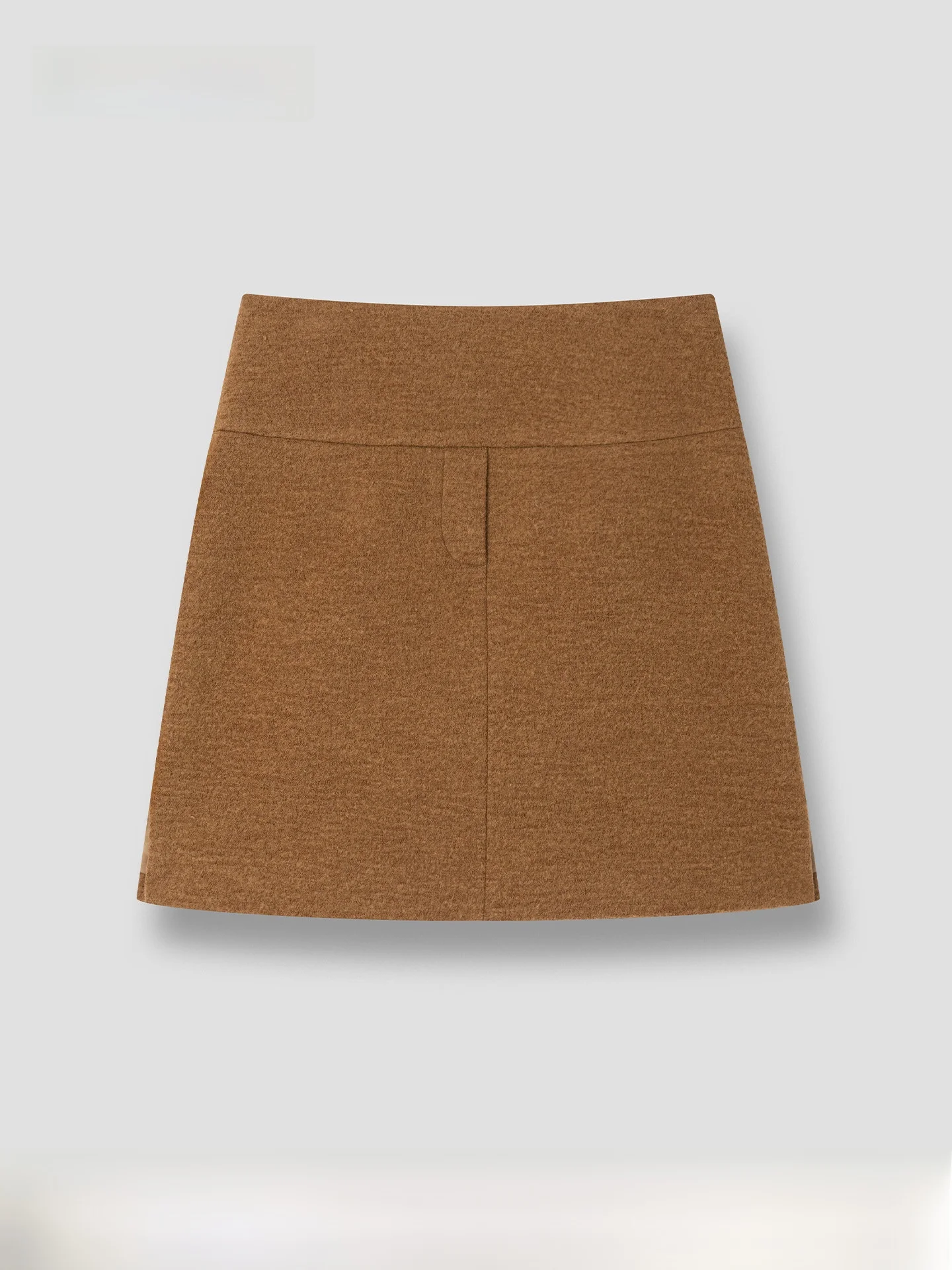 

Hamere Caramel Brown Knitted Wool Blend Skirt A-Line Cisas New Year Celebration Women's mid Waist Simple Sle
