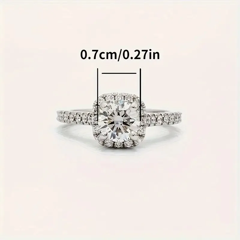 Elegant Cube Design White Zircon Ring for Women Fashionable Engagement Wedding Jewelry Accessory