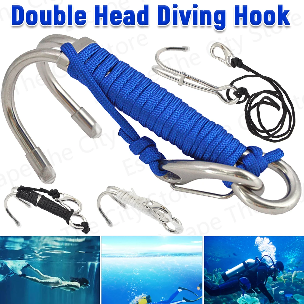 Double Head Diving Hook Drift Reef Hook Portable Stainless Steel Dive Underwater Hook Corrosion-Resistant Outdoor Accessories