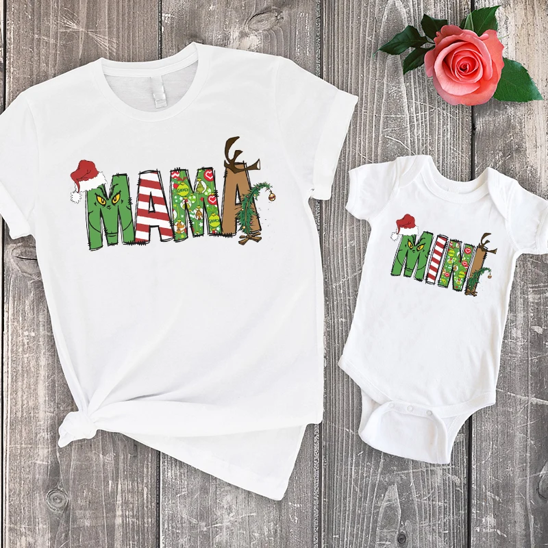 

Mama and Me Matching Christmas Tshirt for Mom and Child Cute Christmas Shirt for Mom Family Holiday Gift Baby Clothes