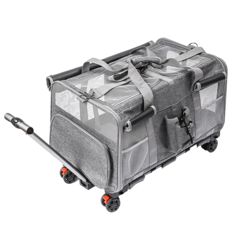 Wholesale Breathable Large Capacity Double-layered Space Rolling Portable Pet Carrier Bag Multi-Pet Travel Bag For Outings