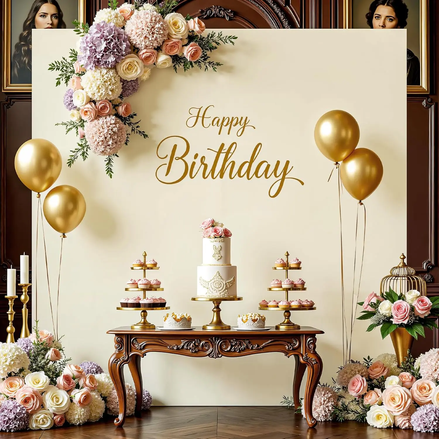 両面アプリコットスクエアアーチカバー-誕生日-結婚式-パーティー-ベビーシャワー-ガールズポートレート-スパンデックス-ストレッチ写真撮影用背景幕