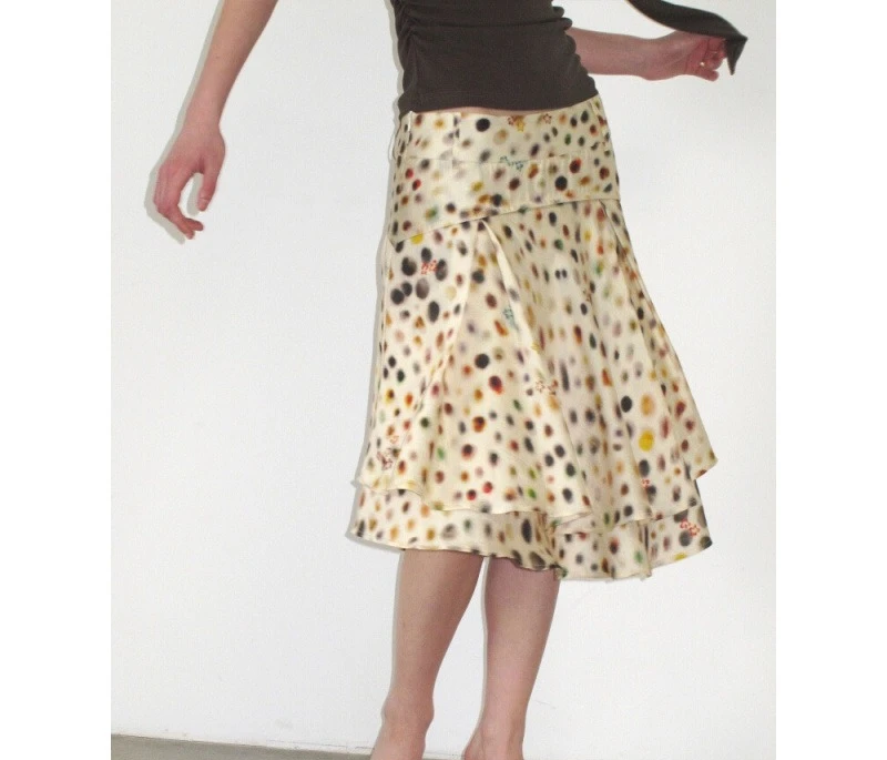 2026 Summer New Polka Dot Double-layer Oblique Cut Holiday Style Medium and Long A-shaped Skirt