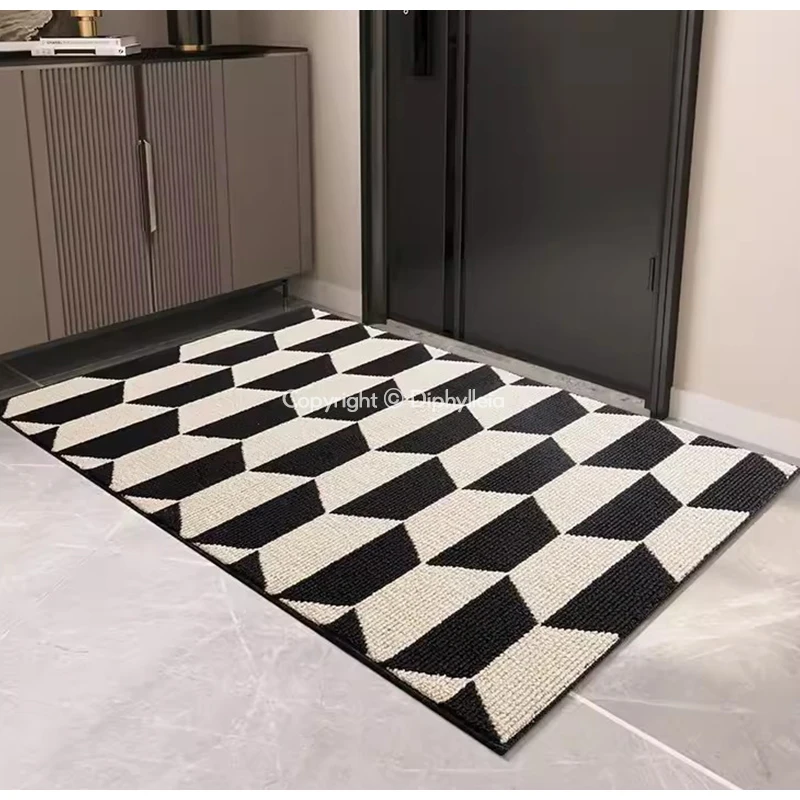 Diphylleia Modern Vintage Tessuto Tile Checkered Carpet Outdoor Runner Rug For Hallway Front Door Bedroom Entryway Kitchen Floor