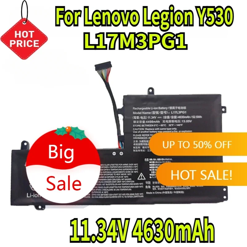 11.34V 4630mAh L17M3PG1 Laptop Battery for Lenovo Legion Y530 Y530-15ICH Y7000 Y7000P 2018/2019 L17L3PG1 L17C3PG2 L17M3PG3